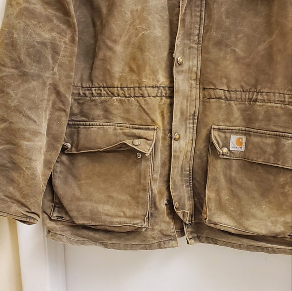 🤩Vintage carhartt flannel fleece lined canvas jacket size mens large - Picture 4 of 7
